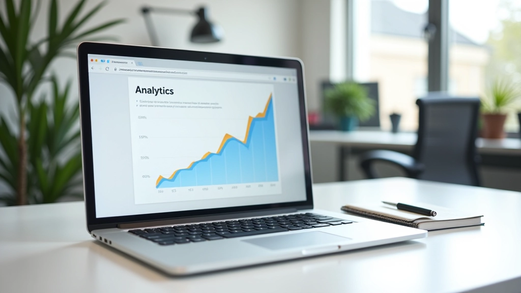 Écran d'ordinateur montrant un blog avec graphique de croissance du trafic sur plusieurs mois