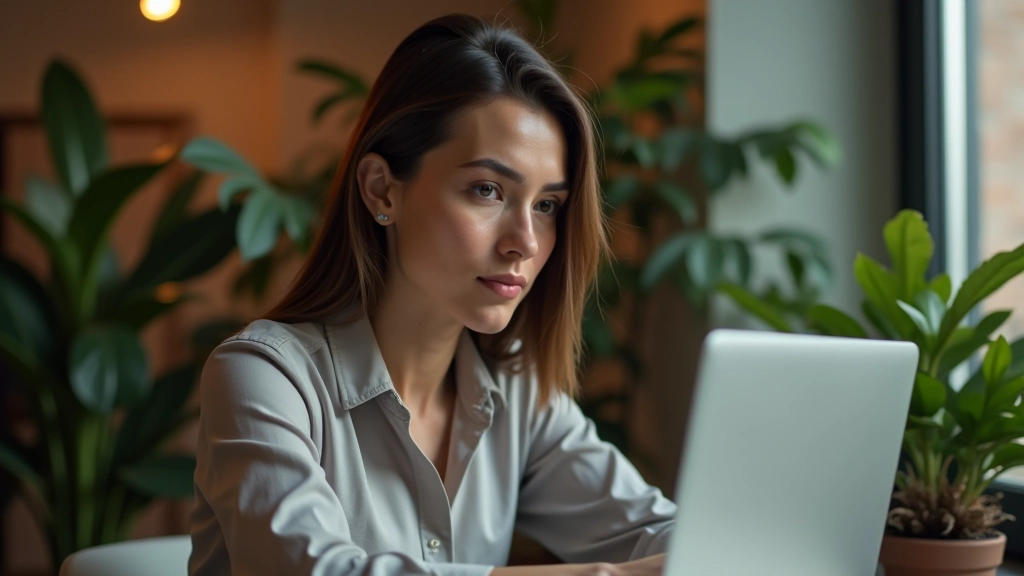 Personne travaillant sur un ordinateur portable avec des graphiques de revenus et des modèles commerciaux visibles sur l'écran, espace de travail créatif moderne